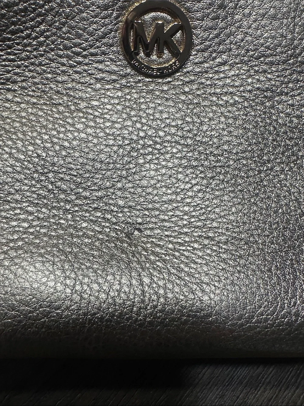 Michael Kors Metallic Gold Leather Cosmetic Pouch